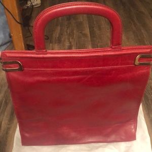 Red large envelope style handbag
